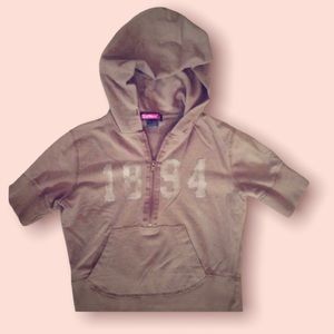 Y2K Cropped Short Sleeve Half Zip Hoodie